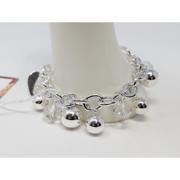 Chico's VIP Charmed Life Bracelet Silver Tone Beaded Charm 8" New - Picture 2 of 7